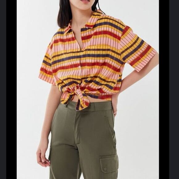 Urban Outfitters Striped Button-Up Top – Women’s Size Small - Picture 1 of 4
